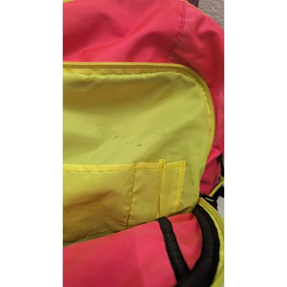 Reebok Pink Lime Green Backpack School Book Bag Daypack Adjustable Straps